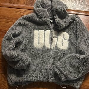 Ugg coat full zip hoodie sweatshirt jacket size small/medium unisex gray fluffy